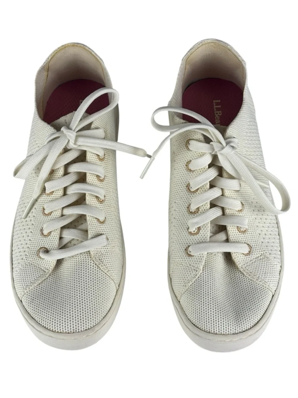 LL BEAN PAPERWHITE ECO BAY RECYCLED SOFT KNIT LACE UP SNEAKER TENNIS SHOES